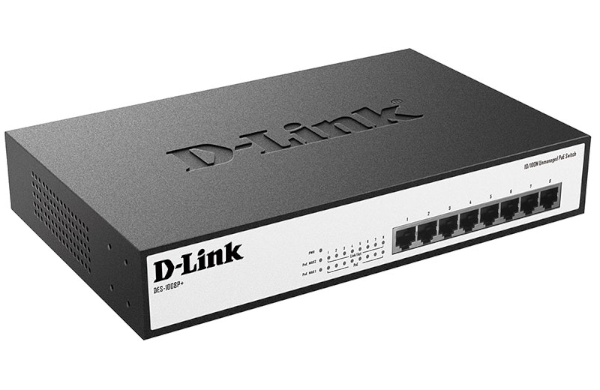 סוויץ'  D-LINK DES-1008P+/A1A 8 ports POE 140W p.budget