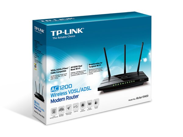נתב  TL-LINK Archer VR400 AC1200 Wireless VDSL/ADSL Modem Router